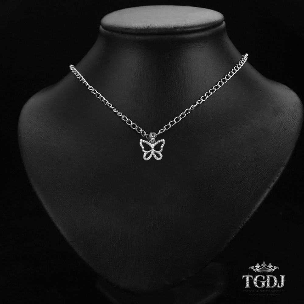 14K White Gold  CZ Butterfly Pendant - Picture 3 of 4